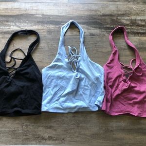 EXPRESS crop tops. Size small. Blue, black, and plum.
